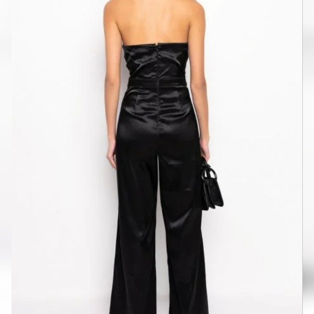 NWT Gorgeous Akira Midnight Black Satin Jumpsuit 😍 - Picture 5 of 14